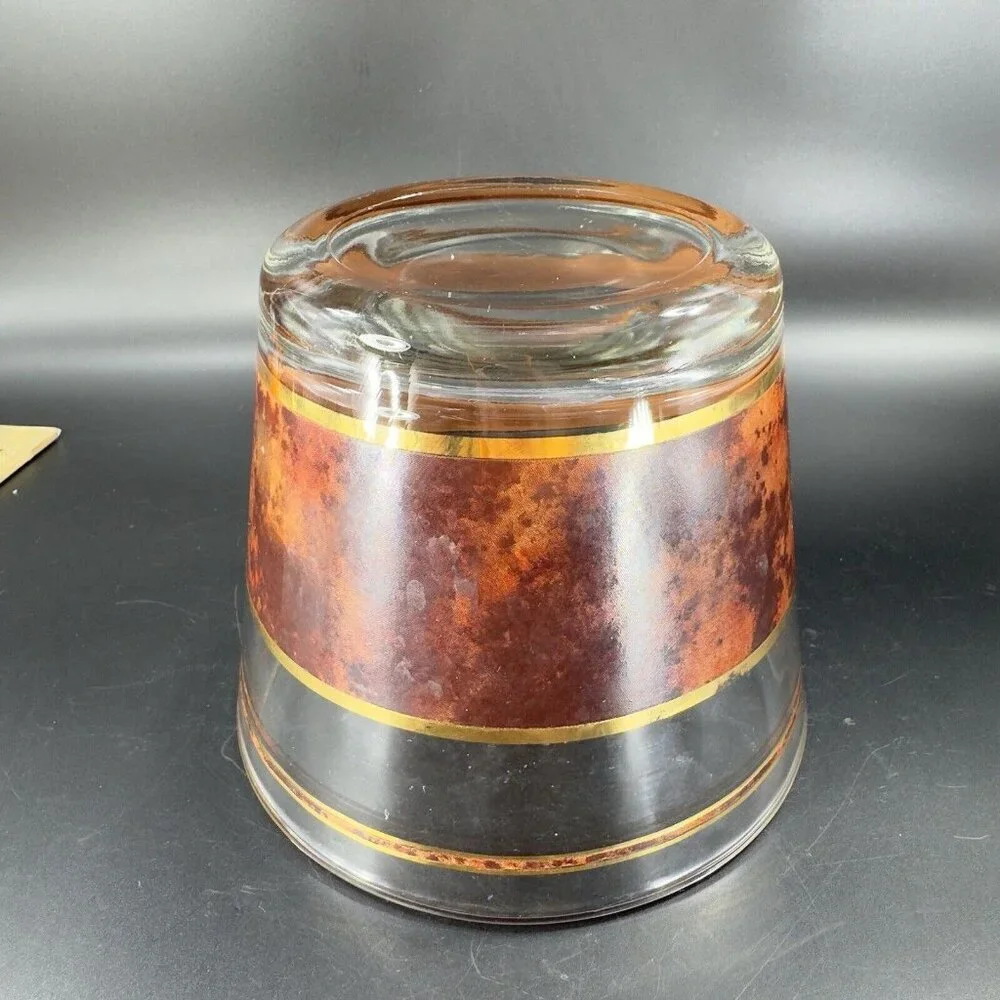 Vintage Mid Century George Briard Brown Marble Ice‎ Bucket Glass Bottle Holder
